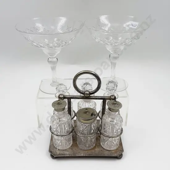Pair of Stuart Crystal Comports together with Cruet Set