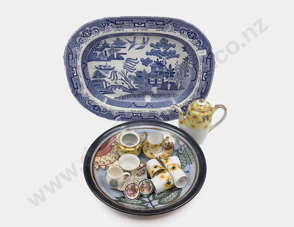 Blue & White Ashet together with Pottery Charger & Assorted China Image 1++