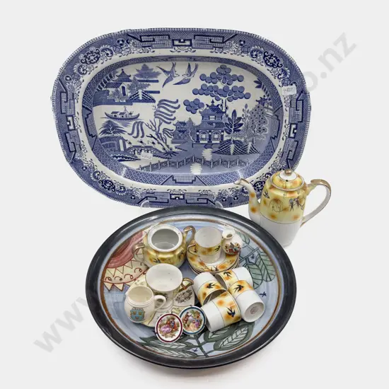 Blue & White Ashet together with Pottery Charger & Assorted China