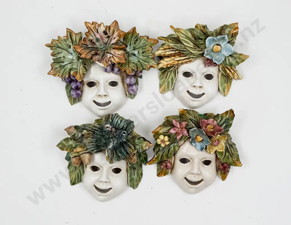 Set of Four Ceramic Wall Hanging Masks Image 1++