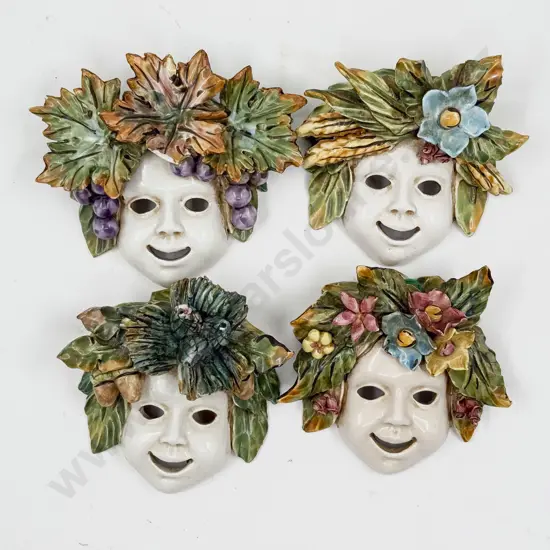 Set of Four Ceramic Wall Hanging Masks