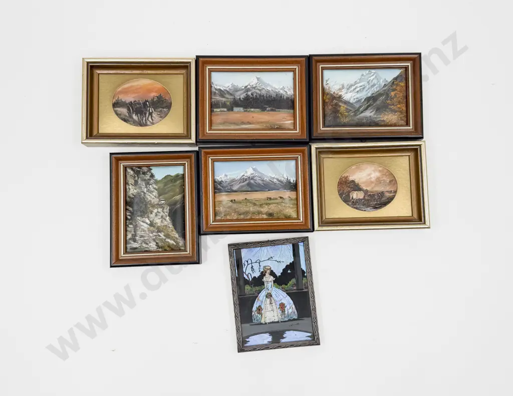 Framed Butterfly Wing Portrait with Six Assorted Mixed Media Works Image 1++