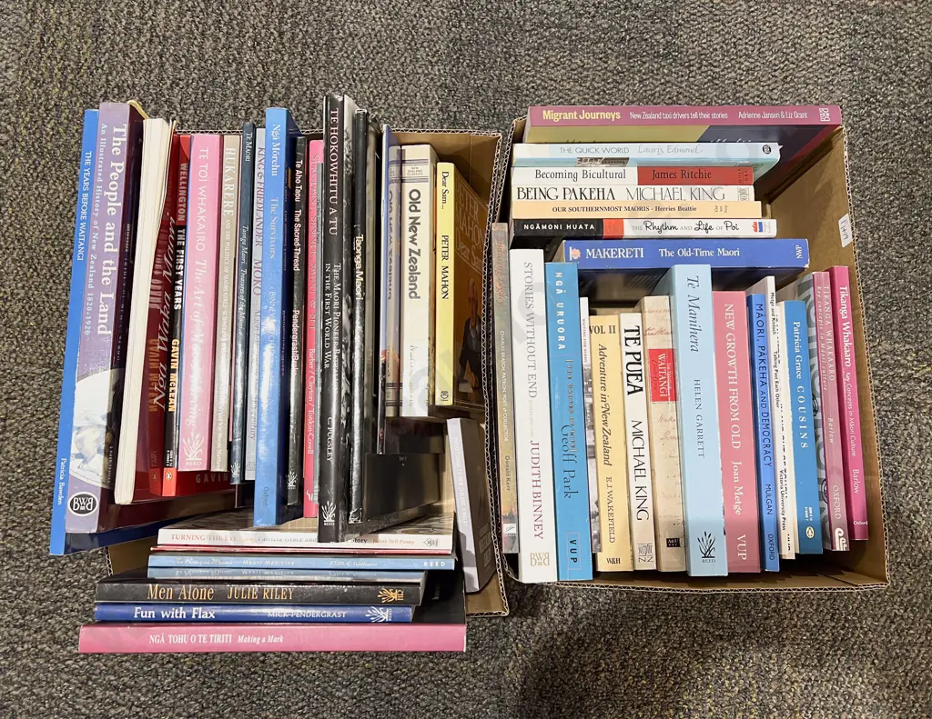 Two Boxes of Assorted Books incl Maori Reference Image 1++