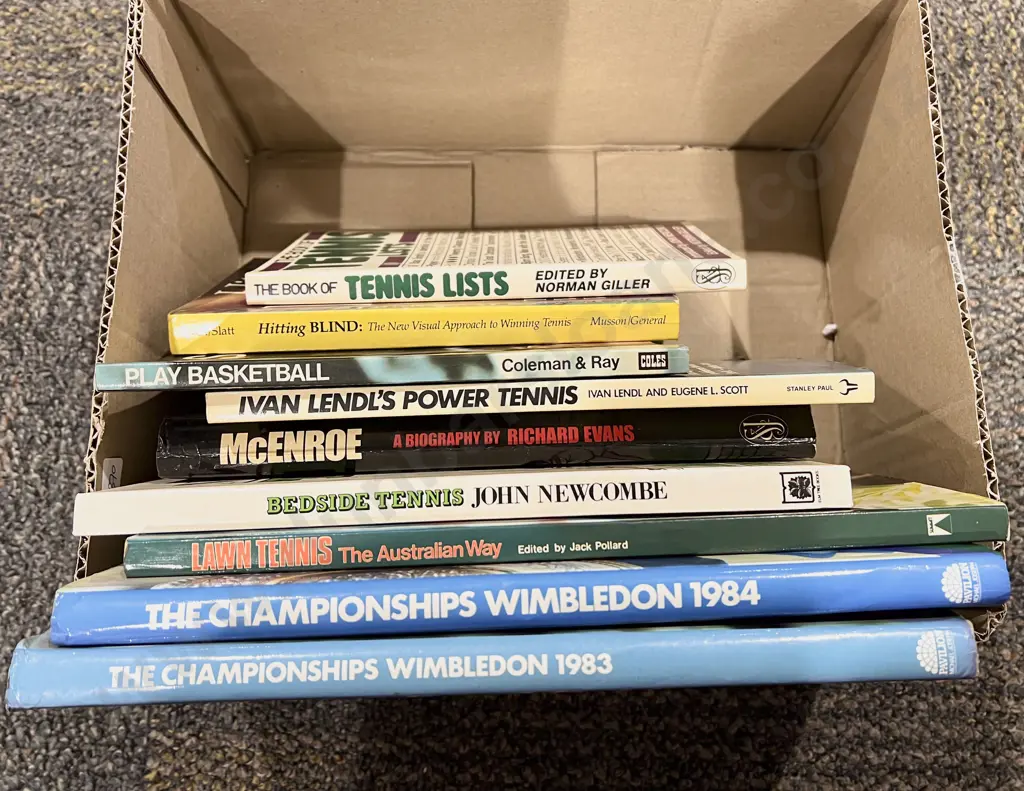 Box of Assorted Tennis Books Image 1++