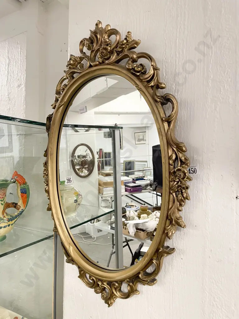 Oval Gilt Framed Wall Mirror Image 1++