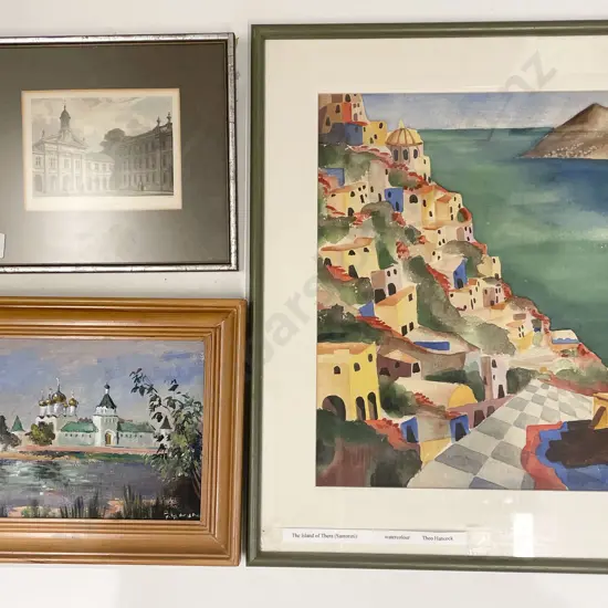 Theo Hancock - "The Island of Thera" - Watercolour & Three Others