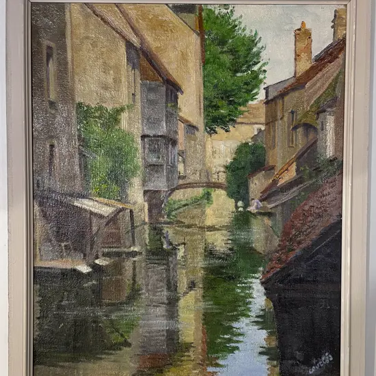 Signed Courties - "Petit Canal A Nontargis" - Oil on Canvas