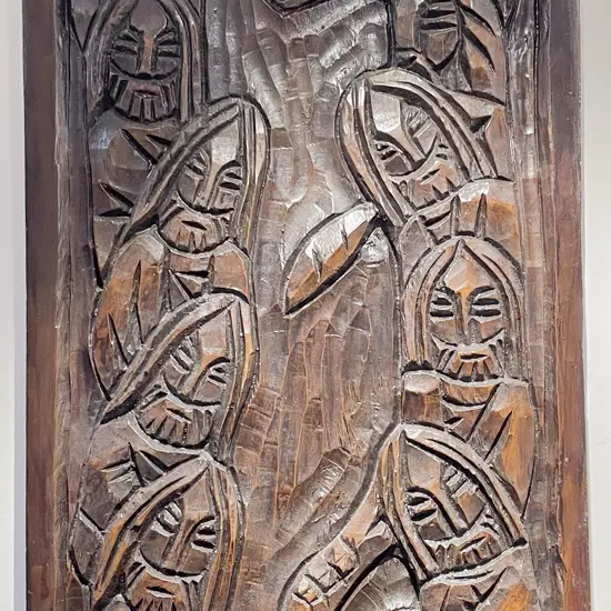 Carved Wooden Panel of Jesus & the Apostles