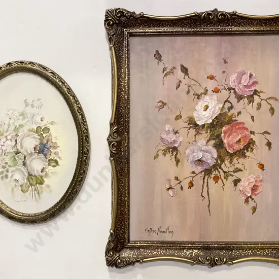 Colleen Hamilton - "Roses" - Oil on Board together with other Floral Still Life