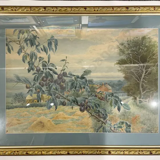 G. W. Jefferson - Rustic English Landscape  - Watercolour together with Print