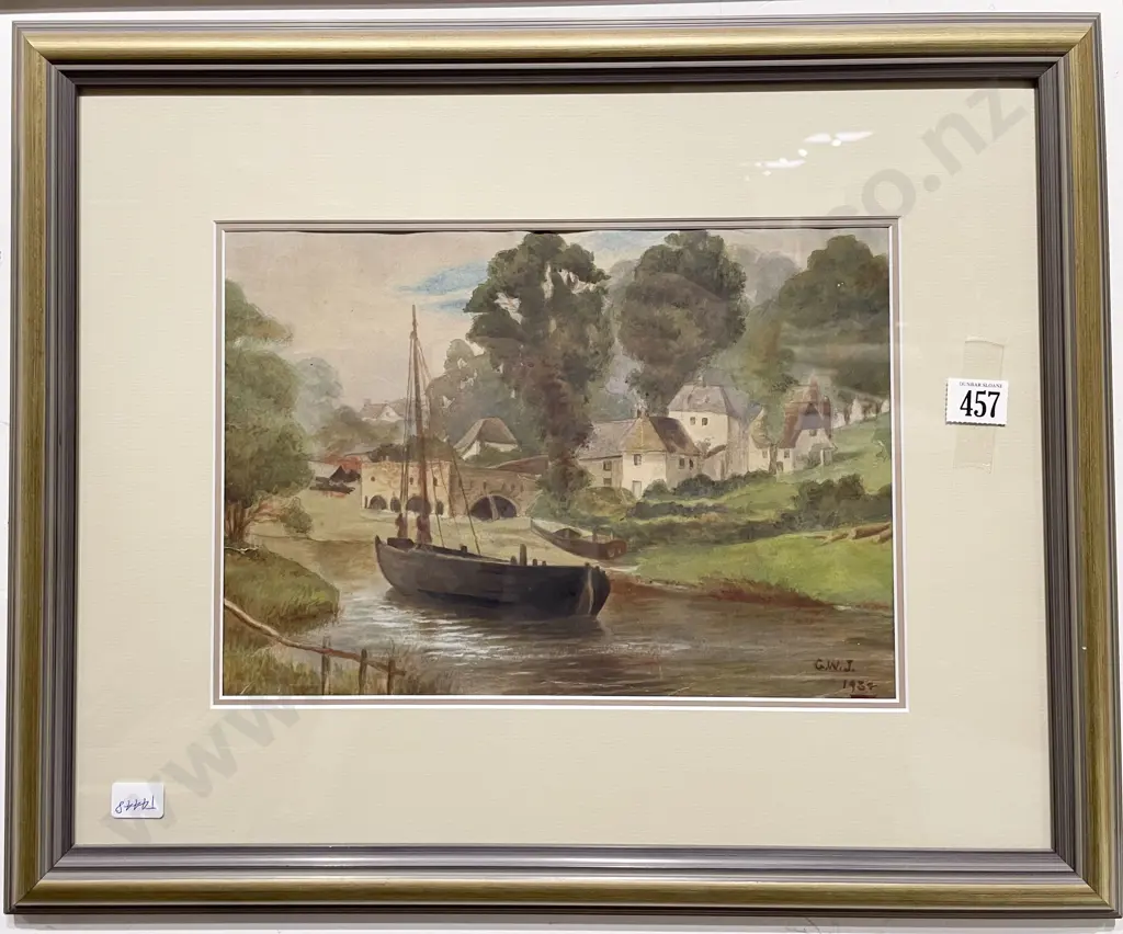 Signed G. W. J. - River Study - Watercolour Image 1++