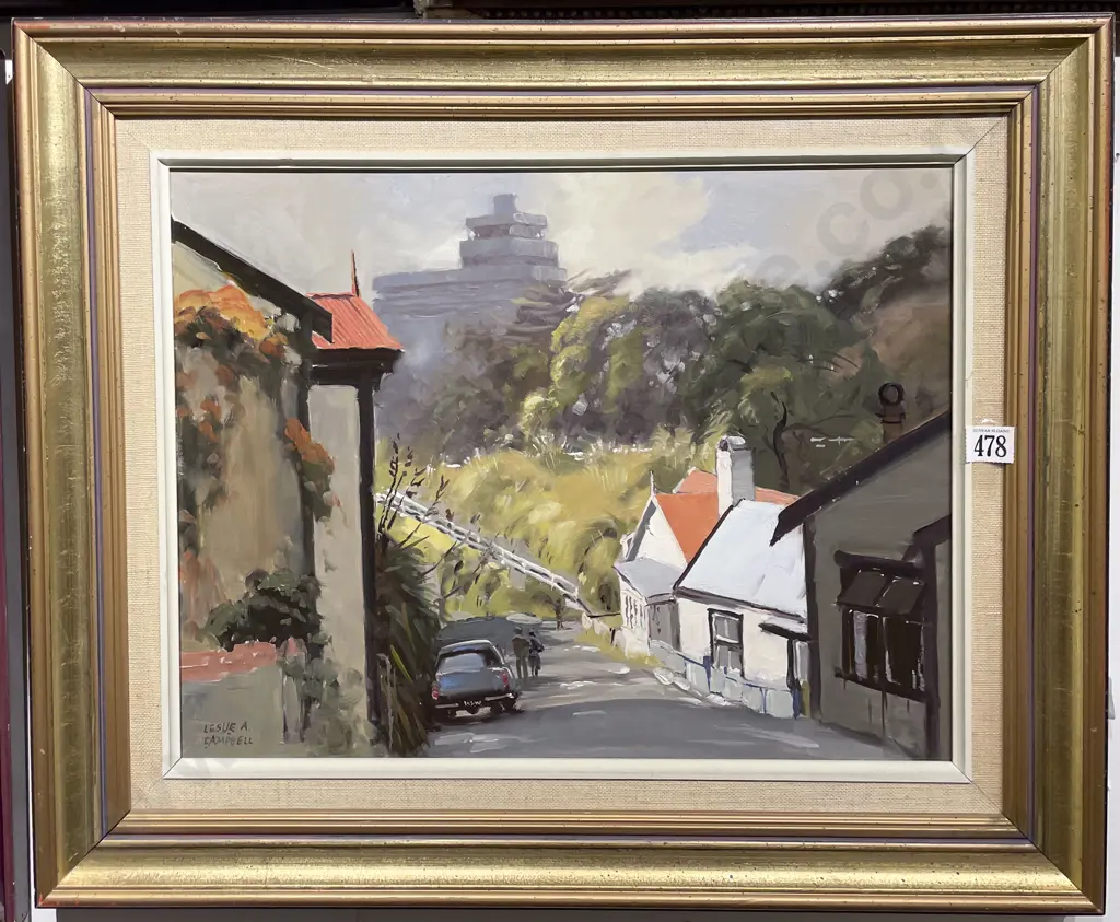 Leslie A. Campbell - "Ascot Street Wellington" - Oil on Board Image 1++