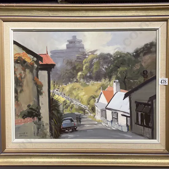 Leslie A. Campbell - "Ascot Street Wellington" - Oil on Board