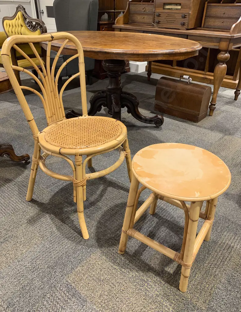 Cane & Wycombe Seated Single Chair together with Side Table Image 1++