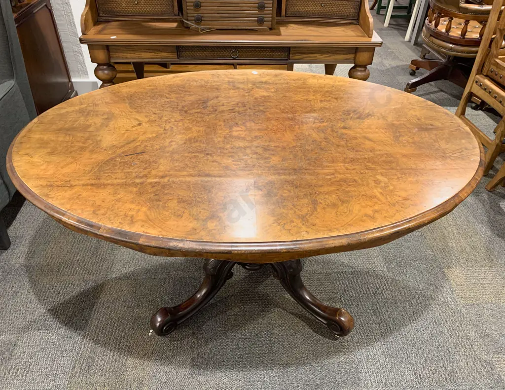 Burr Walnut Loo Table Image 1++