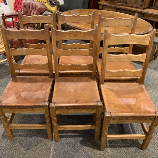 Six Chapman Taylor Leather Seated Dining Chairs
