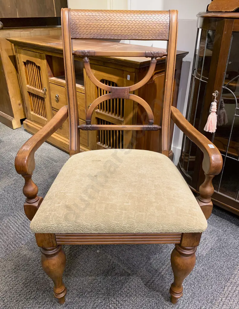 Oak Two Stage Desk Together With Matching Open Arm Chair Image 1++