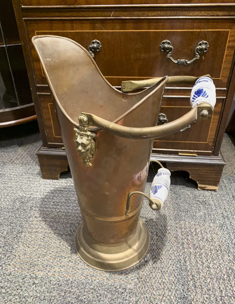 Brass & Copper Coal Bucket Image 1++