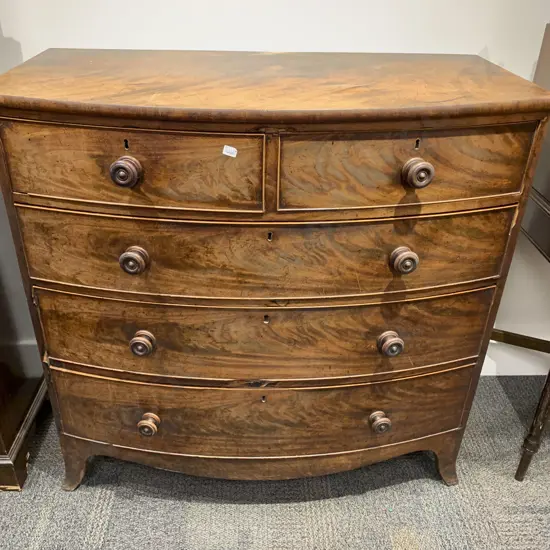 19th Century Mahogany Bow Front Chest of Drawers