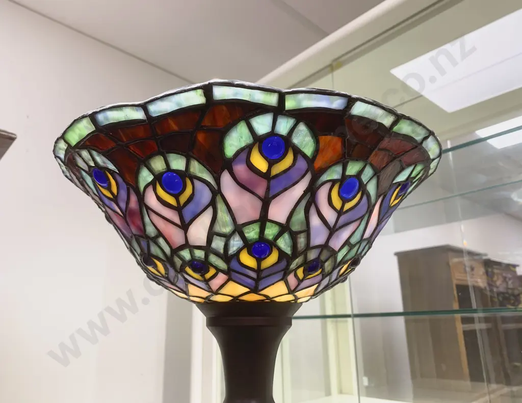 Repro Standard Lamp with Tiffany Style Shade Image 1++