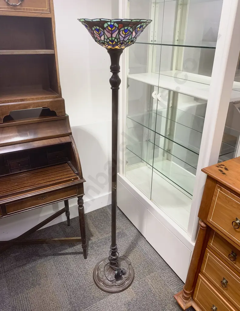 Repro Standard Lamp with Tiffany Style Shade Image 1++