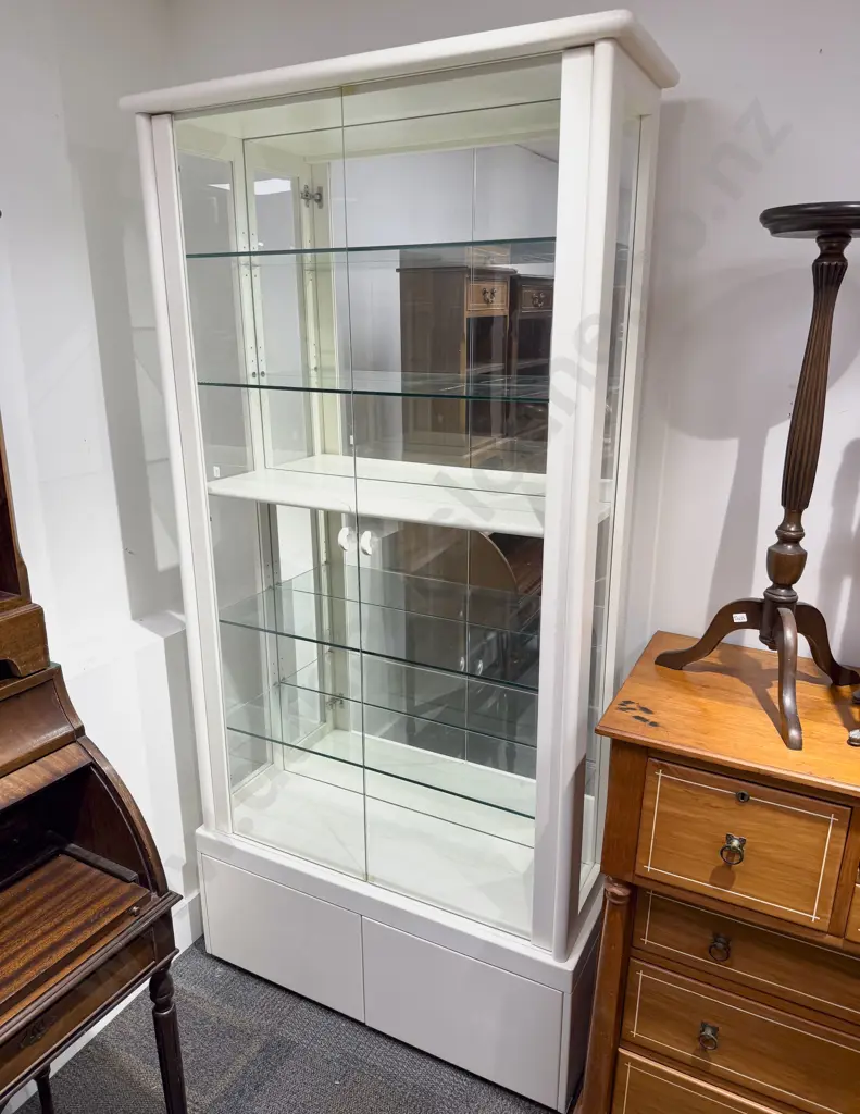 C1980's Glazed Two Door Display Cabinet Image 1++