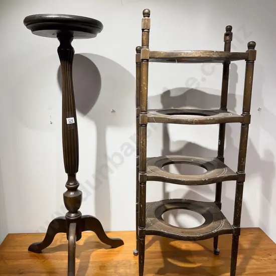 Mahogany Plant Stand together with Four Tier Plate Stand
