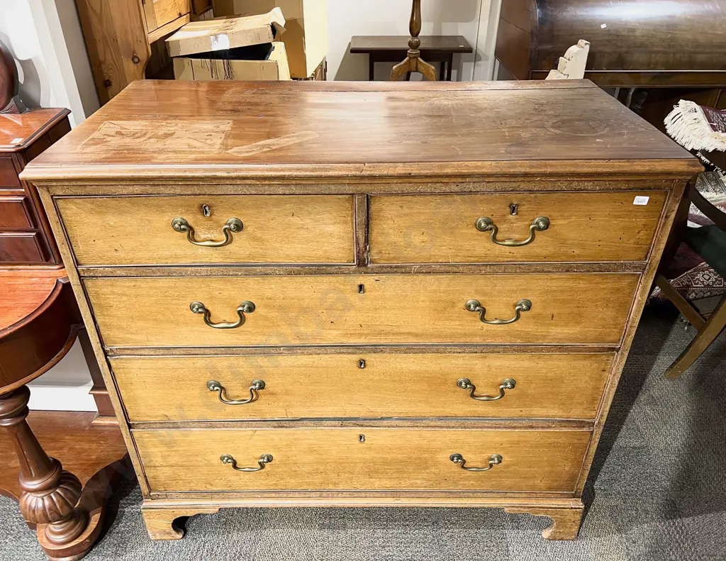 Geo III Mahogany  Flat Front Chest of Drawers Image 1++