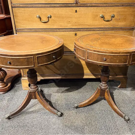 Pair of Repro Drum Top Side Tables