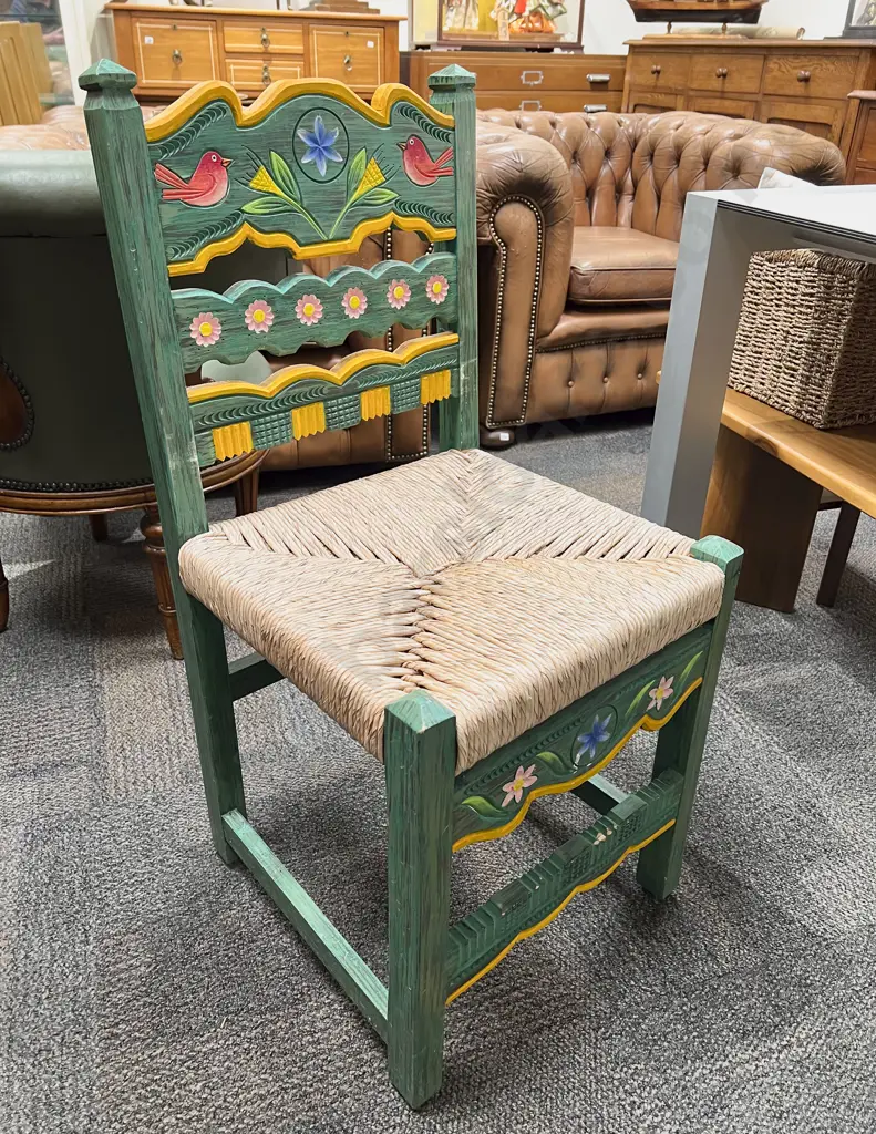 Rush Seated Painted Single Chair Image 1++