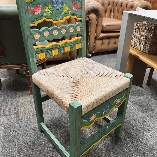 Rush Seated Painted Single Chair