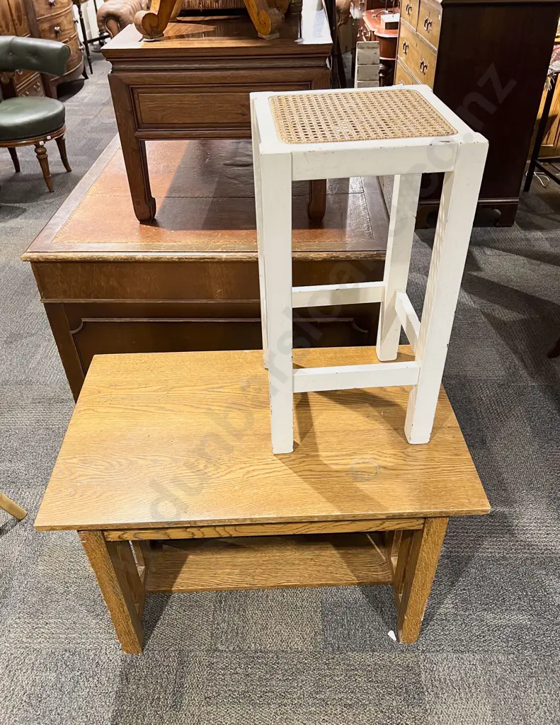 Oak Side Table and Wycombe Seated Stool Image 1++