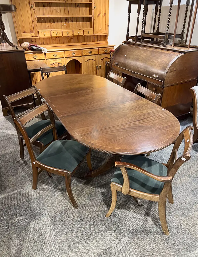 Mahogany Extension Dining Table With Six Dining Chairs Image 1++