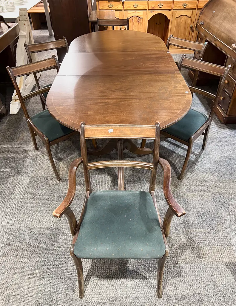 Mahogany Extension Dining Table With Six Dining Chairs Image 1++