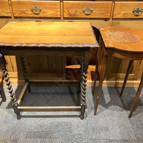 Oak Side Table and Other Side Table