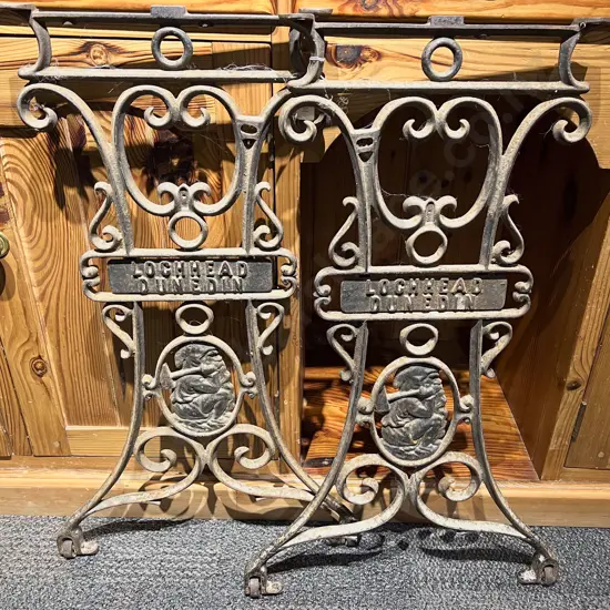 Pair of Vintage Wrought Metal Trestle Supports