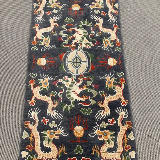 Chinese Floor Rug with Dragon Motif