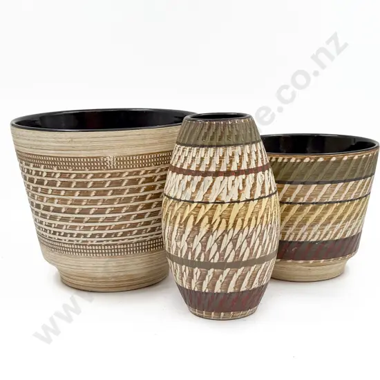 Two Mid Century German Planters & Vase