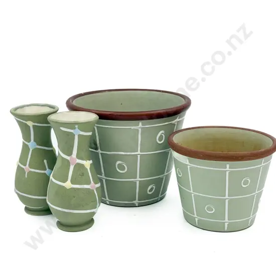 Two Small Denby Planters & Two Vases