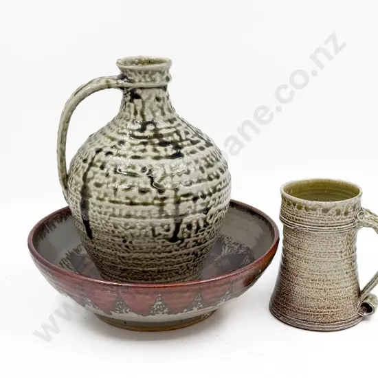 NZ Pottery Salt Glazed Flagon Tankard & Other