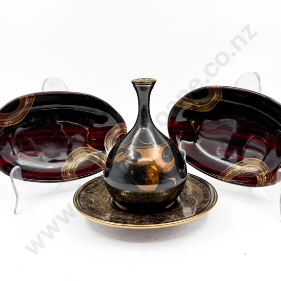 Peter Collis Plate & Vase & Two Others