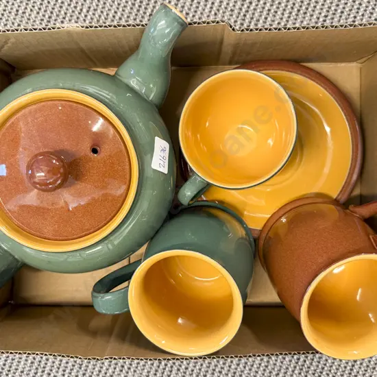 Denby Teapot Three Cups & A Saucer