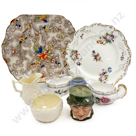 Two Cake Plates Belleek Sugar & Cream RD Character Jug etc