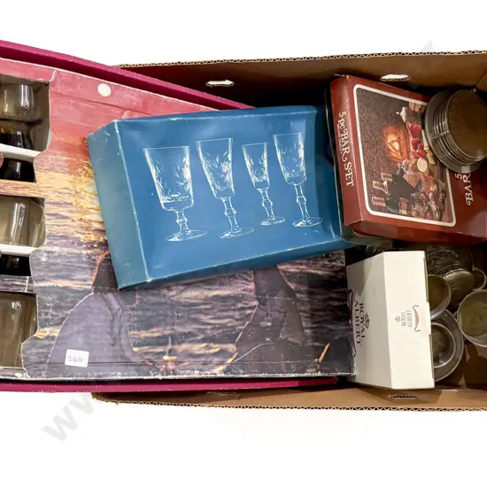 Box of Glasses Silver Plate etc