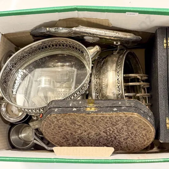 Box of Assorted Silver Plated Ware