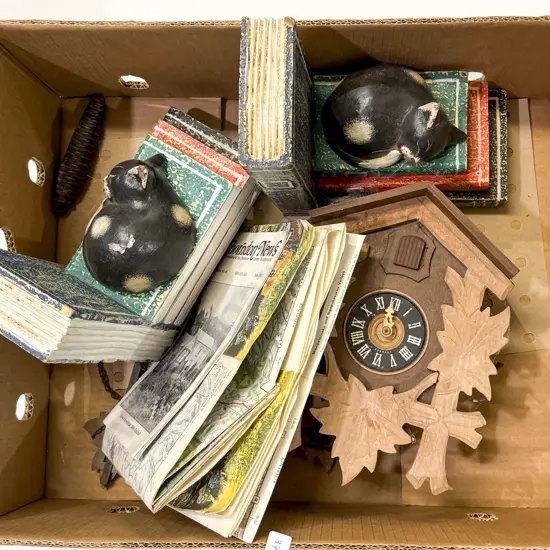 Box with Cuckoo Clock Book Ends etc