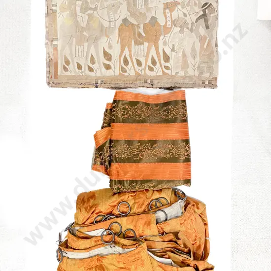 Various Vintage Brocade Curtains & Wall Hanging