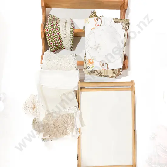 Quantity of Vintage & Various Linen Knee Tray & Wall Shelves