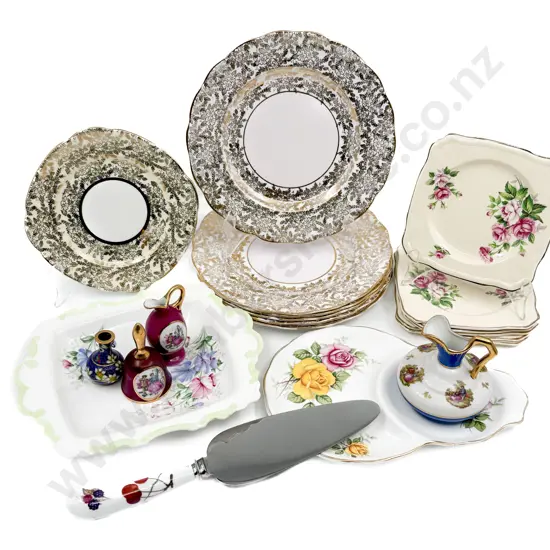 Assorted Fancy Tea China & Ornaments incl Boxed RW Cake Slice