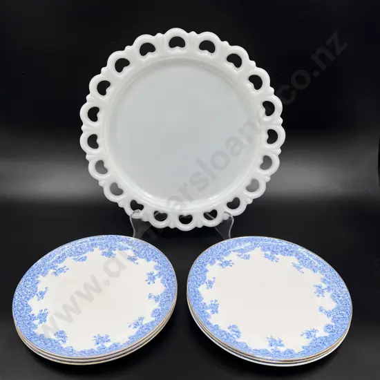 Milk Glass Dish with Assorted Royal Worcester